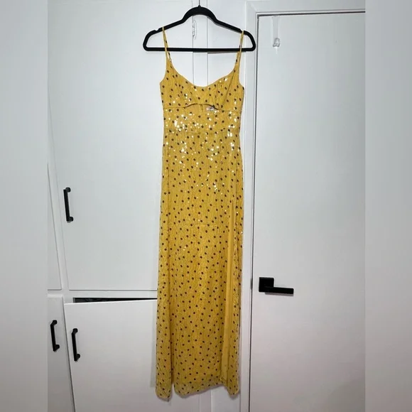 MHarriet Yellow Sequin Chiffon Gown By Sau Lee